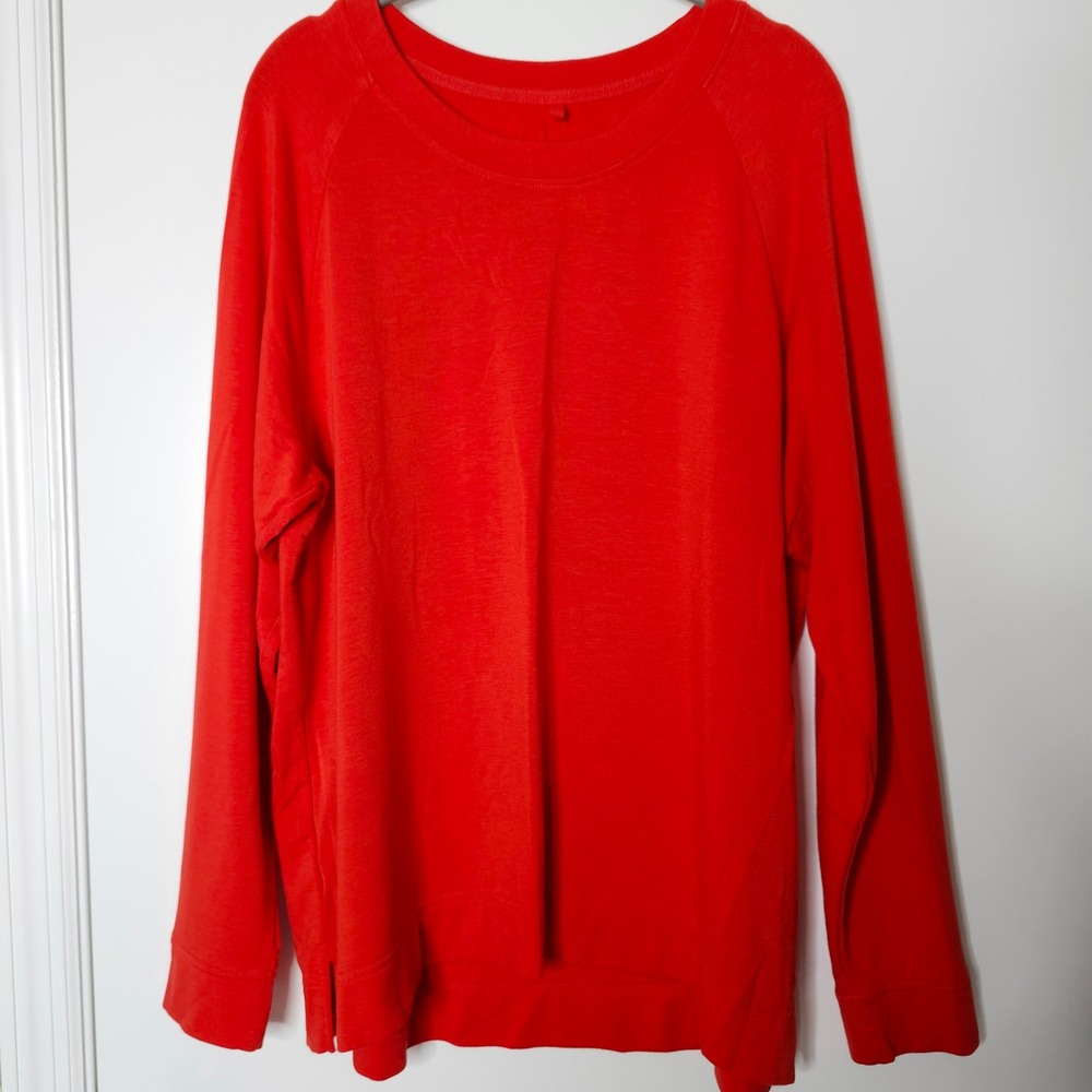 Lou & Grey Signaturesoft Red Raglan Long Sleeve Sweatshirt XL Comfy Athleisure